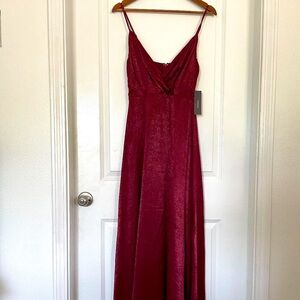 Lulu's Constantine Burgundy Satin Maxi Dress Size Small